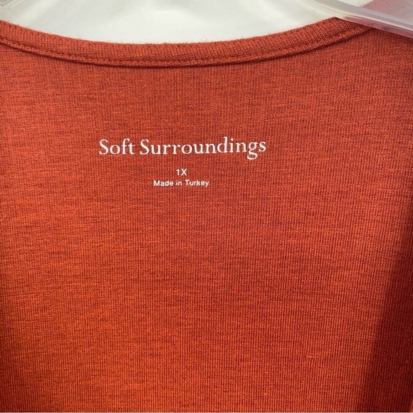 Soft Surroundings Dress Size 1X Womens V Neck Moc Wrap Ribbed Knit Rust Red - Picture 6 of 11